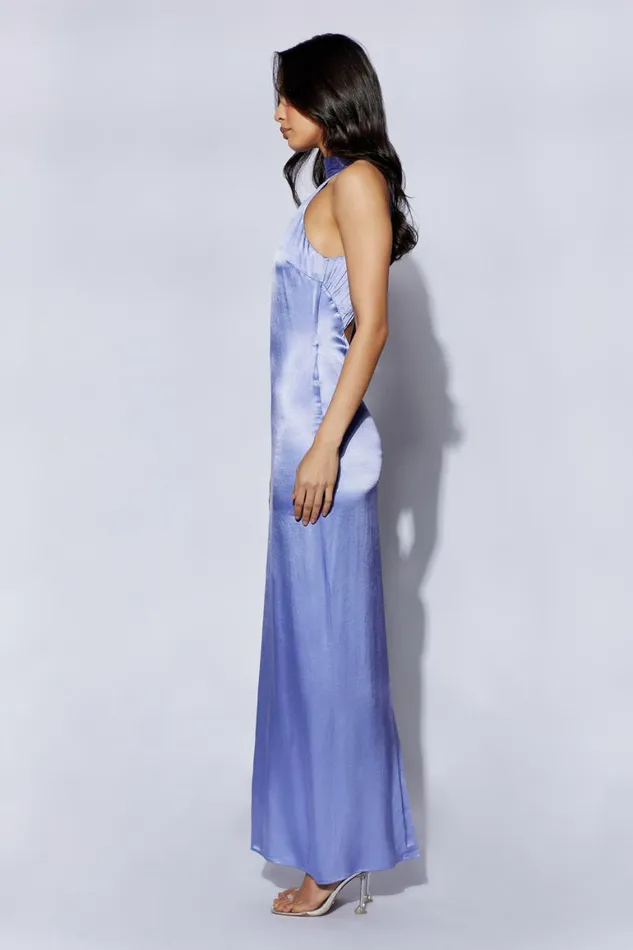 Women Claire Satin Drape Back Maxi Dress 8211 Lavender Lavender Meshki Maxi Dresses