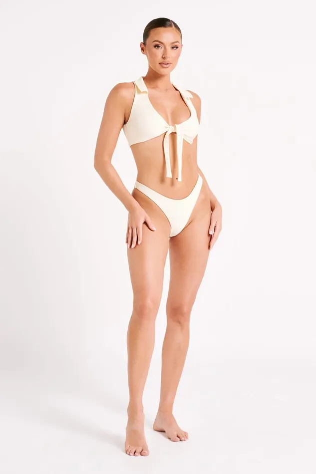 Women Clarita Recycled Tie Up Bikini Top 8211 Ivory Ivory Meshki Bikini Tops