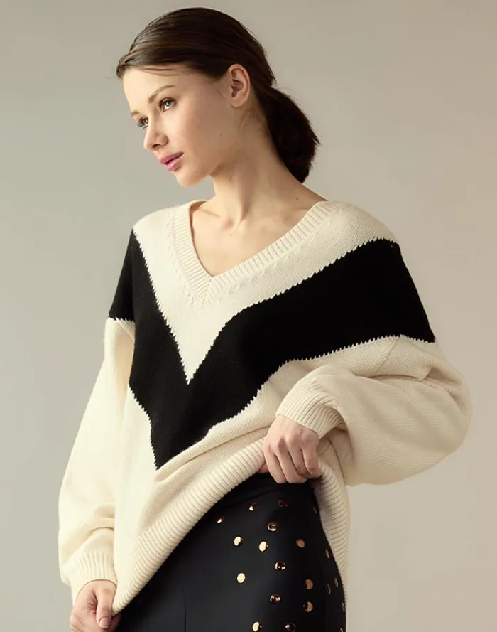 Women CLOTHING Cynthia Rowley Collegiate VNeck Sweater