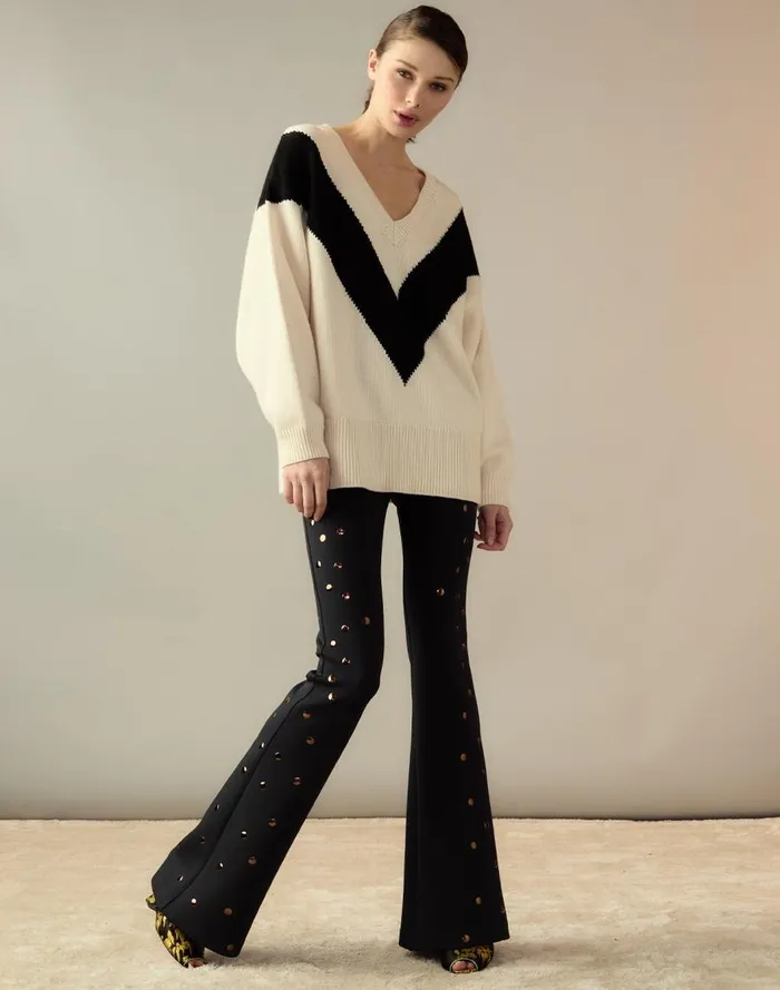 Women CLOTHING Cynthia Rowley Collegiate VNeck Sweater