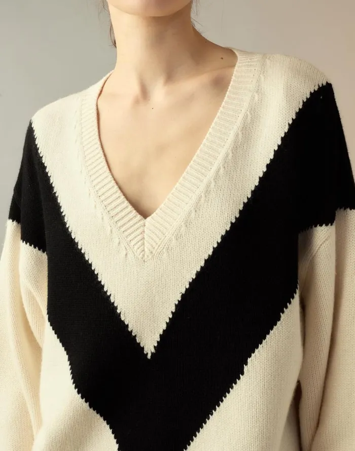 Women CLOTHING Cynthia Rowley Collegiate VNeck Sweater