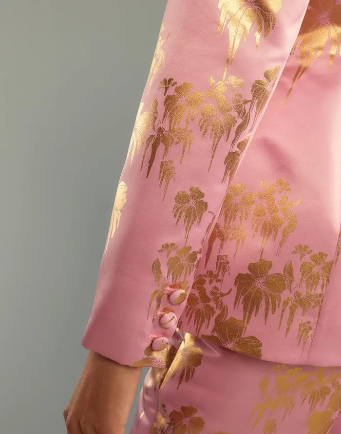Women CLOTHING Cynthia Rowley Dripping In Gold Fitted Blazer