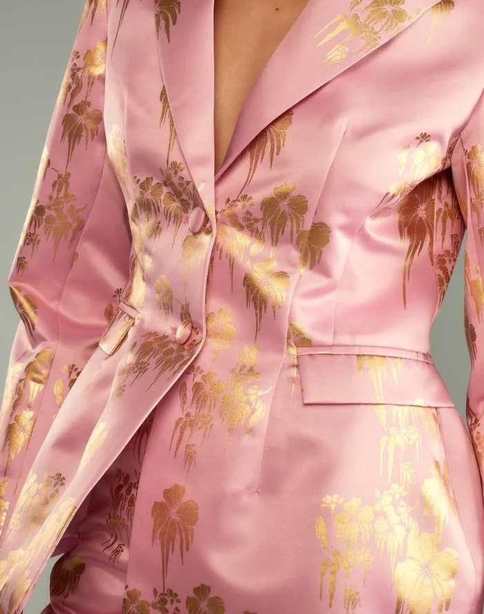 Women CLOTHING Cynthia Rowley Dripping In Gold Fitted Blazer