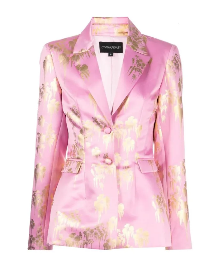 Women CLOTHING Cynthia Rowley Dripping In Gold Fitted Blazer