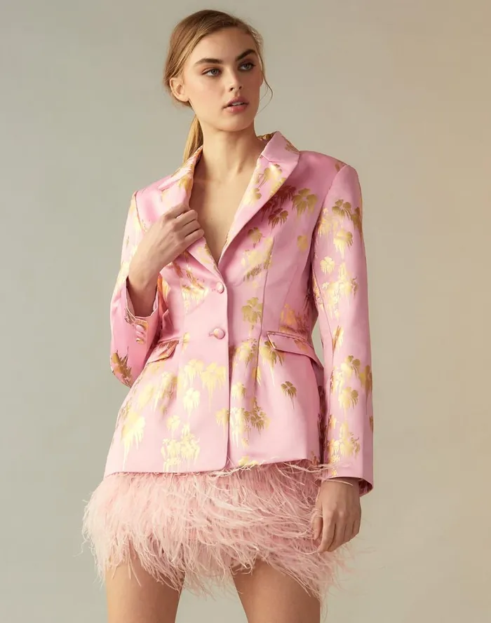 Women CLOTHING Cynthia Rowley Dripping In Gold Fitted Blazer