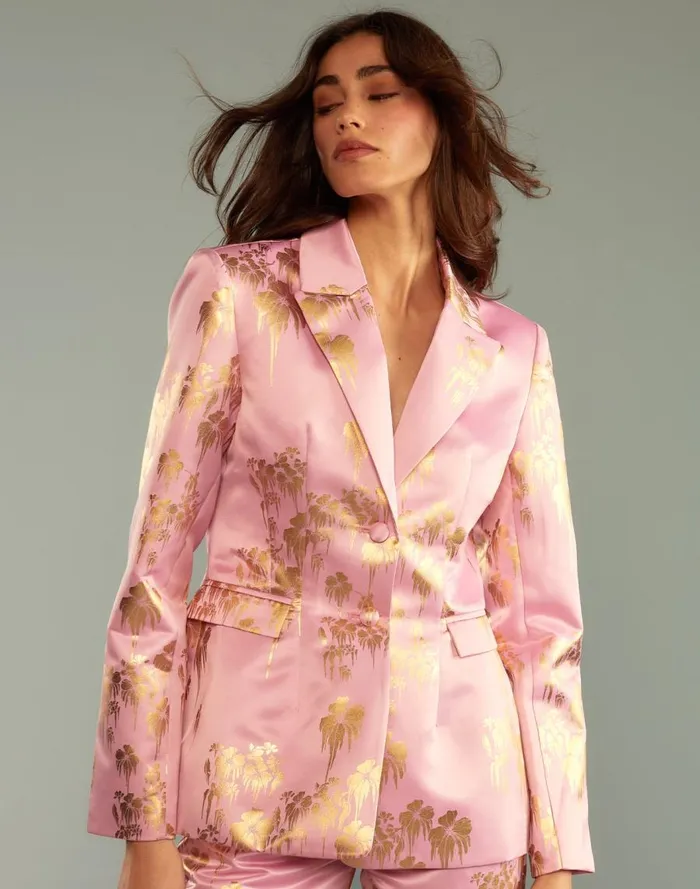 Women CLOTHING Cynthia Rowley Dripping In Gold Fitted Blazer