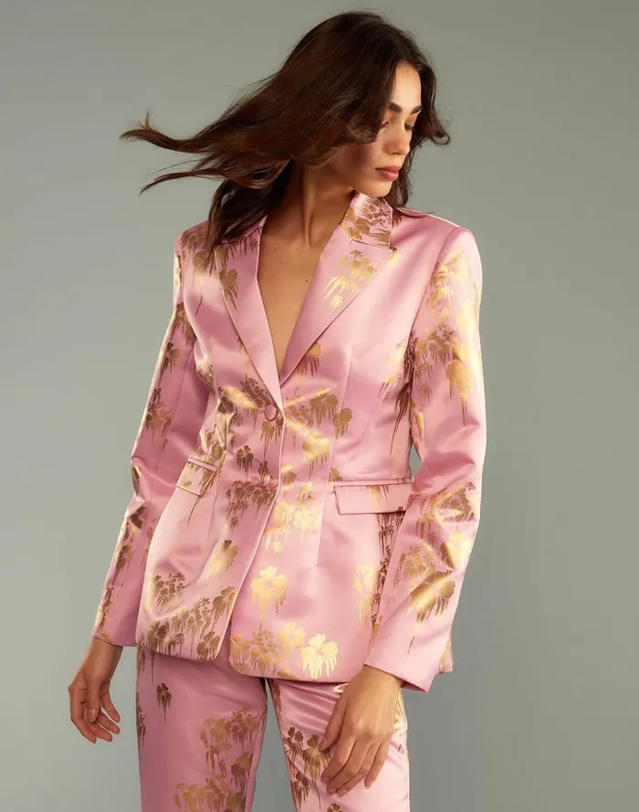 Women CLOTHING Cynthia Rowley Dripping In Gold Fitted Blazer