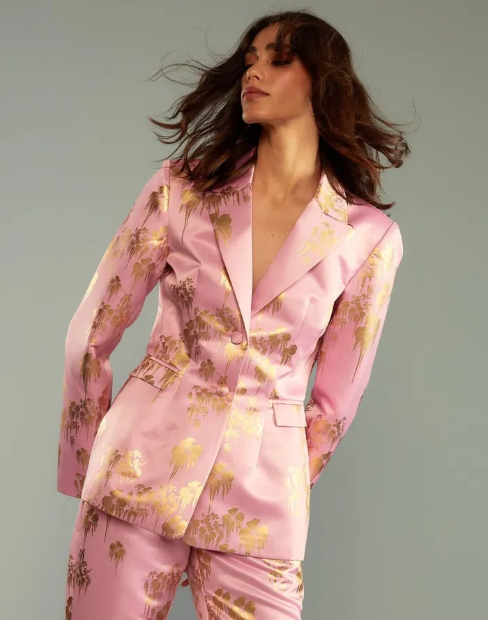 Women CLOTHING Cynthia Rowley Dripping In Gold Fitted Blazer
