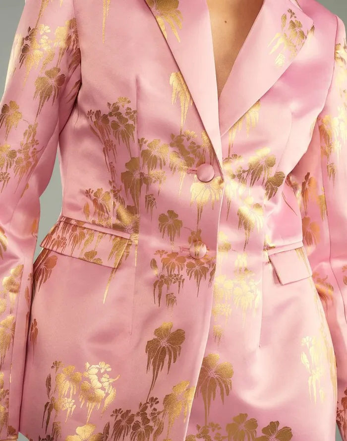 Women CLOTHING Cynthia Rowley Dripping In Gold Fitted Blazer