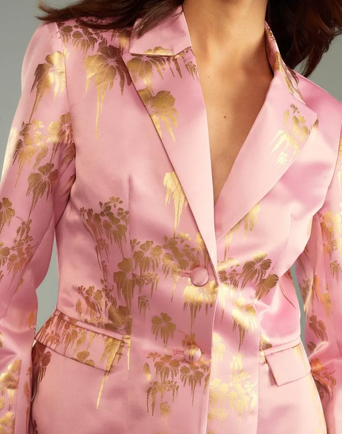 Women CLOTHING Cynthia Rowley Dripping In Gold Fitted Blazer