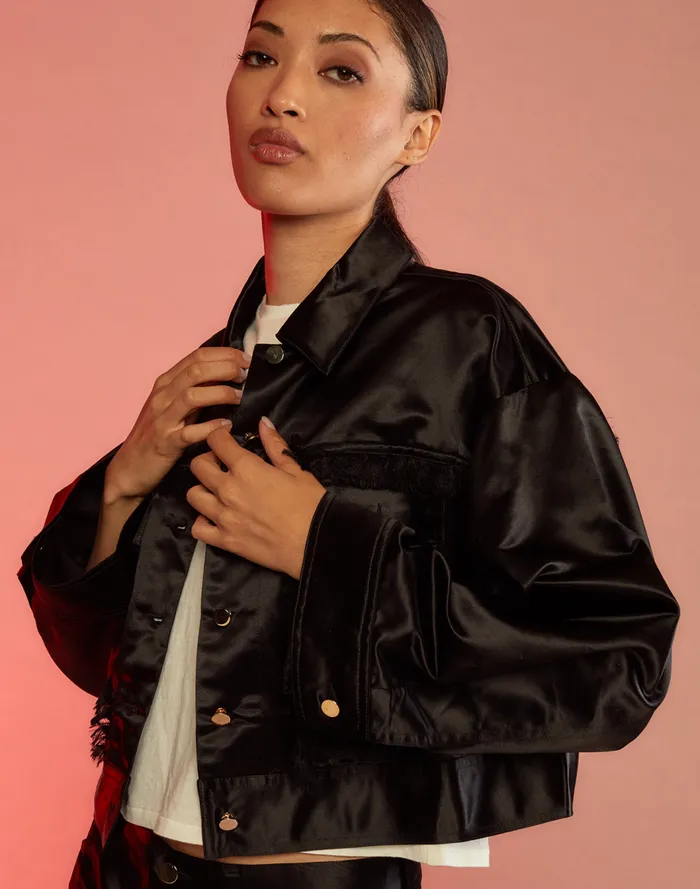 Women CLOTHING Cynthia Rowley Freya Satin Jacket