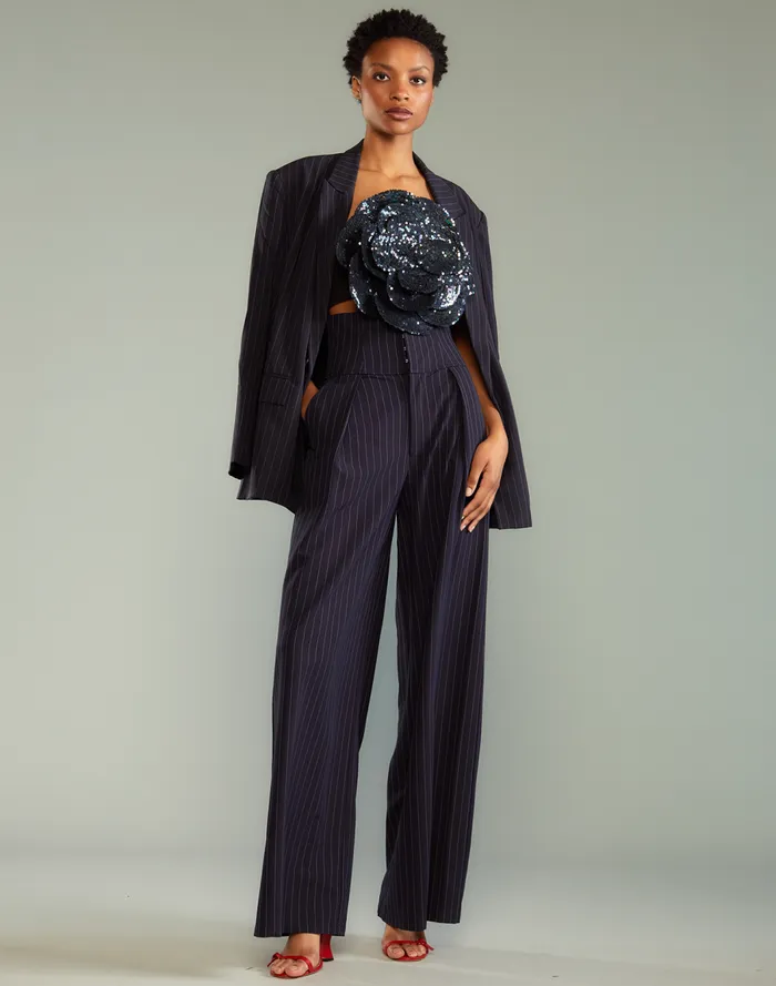 Women CLOTHING Cynthia Rowley Pinstripe Corset Waist Pants