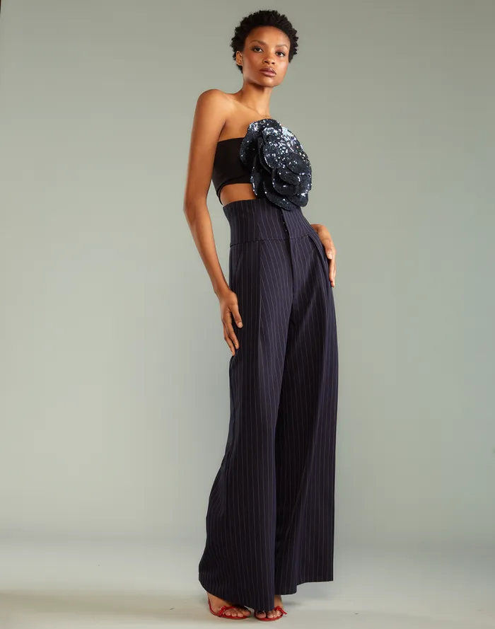 Women CLOTHING Cynthia Rowley Pinstripe Corset Waist Pants