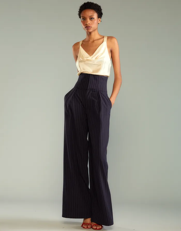 Women CLOTHING Cynthia Rowley Pinstripe Corset Waist Pants