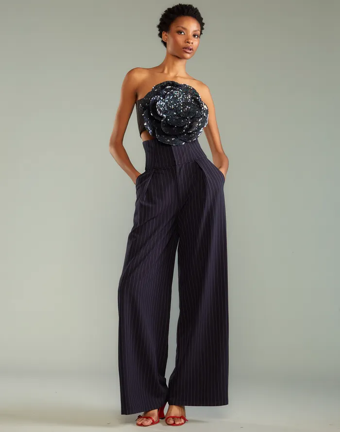 Women CLOTHING Cynthia Rowley Pinstripe Corset Waist Pants