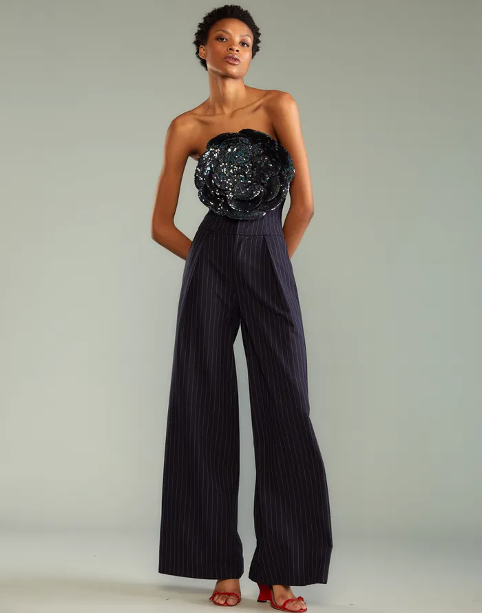 Women CLOTHING Cynthia Rowley Pinstripe Corset Waist Pants