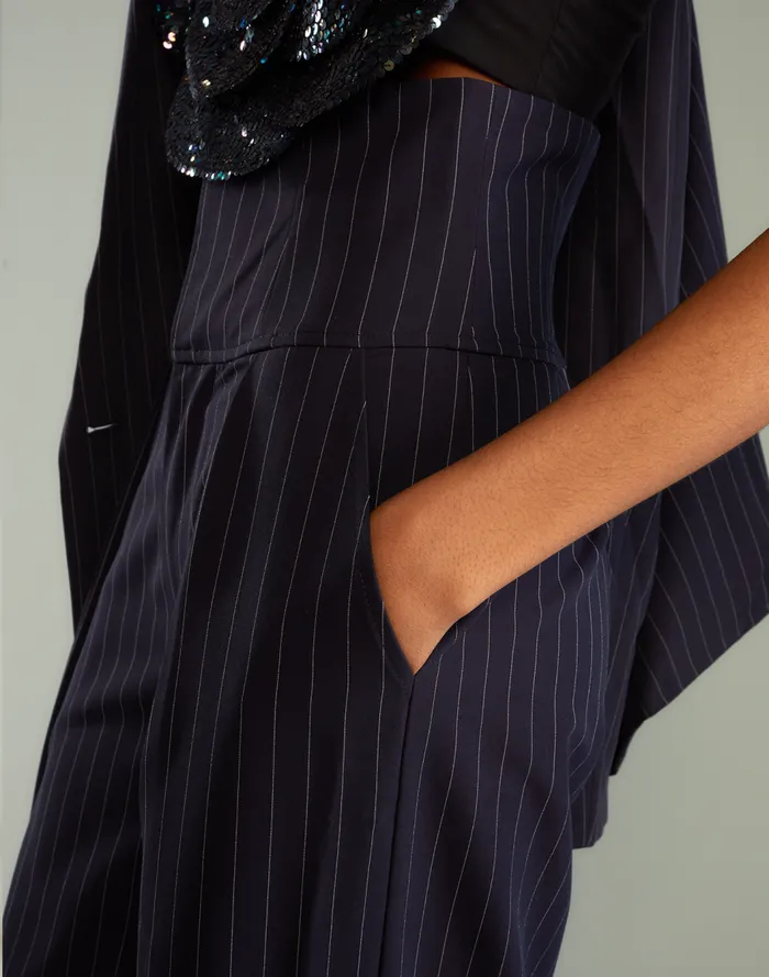 Women CLOTHING Cynthia Rowley Pinstripe Corset Waist Pants