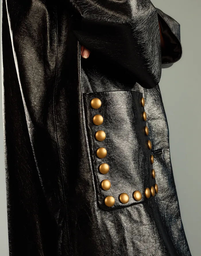 Women CLOTHING Cynthia Rowley Studded Vegan Leather Coat