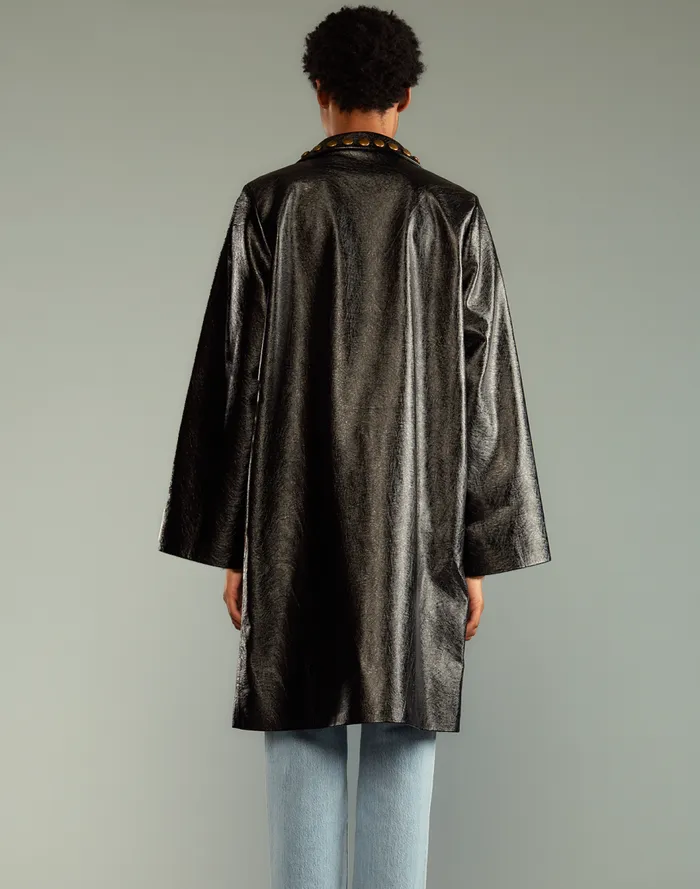 Women CLOTHING Cynthia Rowley Studded Vegan Leather Coat