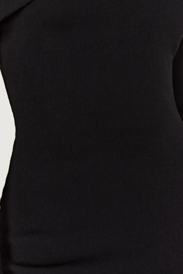 Women Clover Off Shoulder Knit Mini Dress 8211 Black Black Meshki Mini Dresses