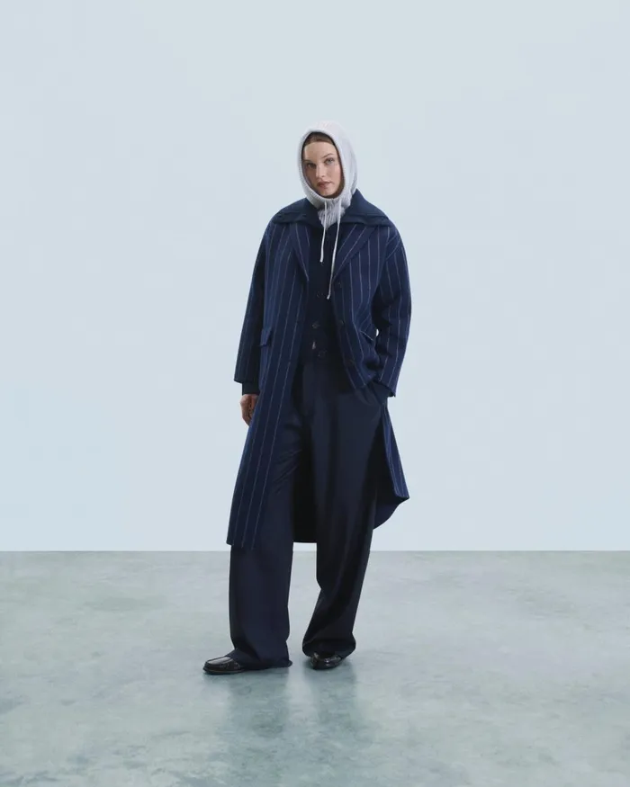 Women Coats and Jackets From Future Outerwear Coat With Pockets Rayures Navy