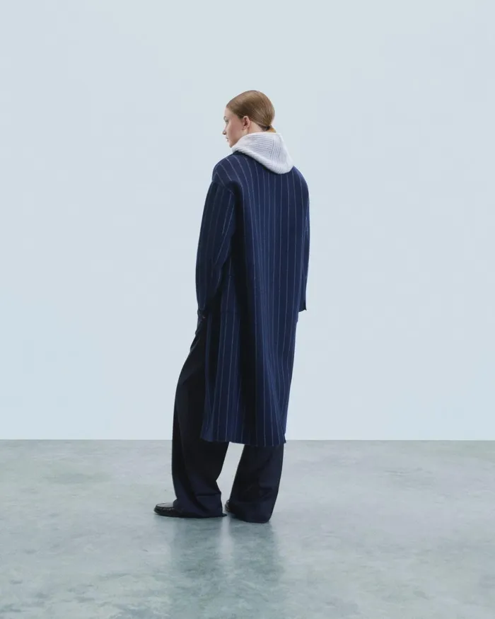 Women Coats and Jackets From Future Outerwear Coat With Pockets Rayures Navy