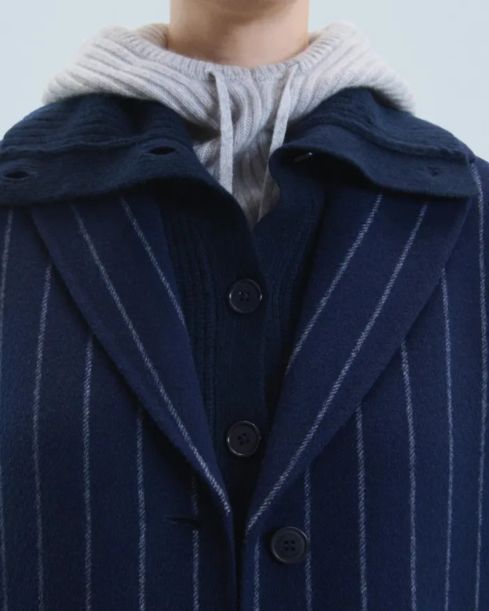 Women Coats and Jackets From Future Outerwear Coat With Pockets Rayures Navy
