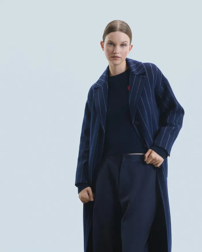 Women Coats and Jackets From Future Outerwear Coat With Pockets Rayures Navy