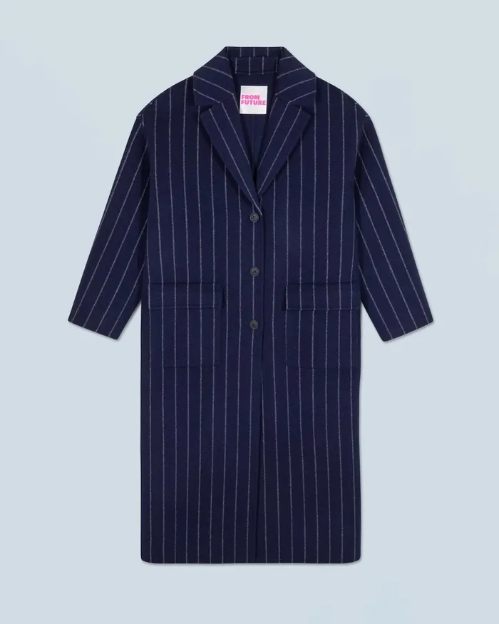 Women Coats and Jackets From Future Outerwear Coat With Pockets Rayures Navy