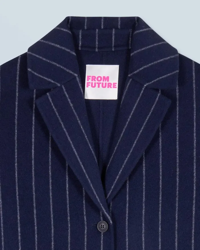 Women Coats and Jackets From Future Outerwear Coat With Pockets Rayures Navy