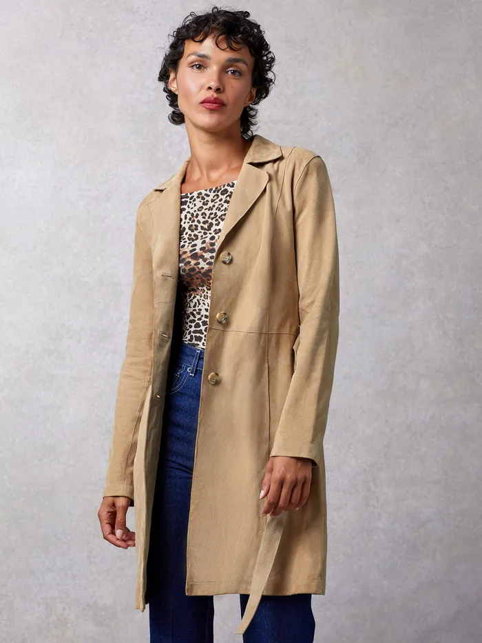 Women Coats and Jackets Rouje Columbo Trench Daim Beige