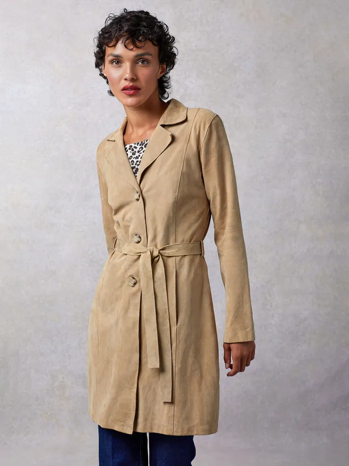 Women Coats and Jackets Rouje Columbo Trench Daim Beige