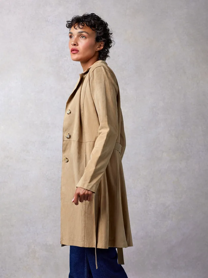 Women Coats and Jackets Rouje Columbo Trench Daim Beige