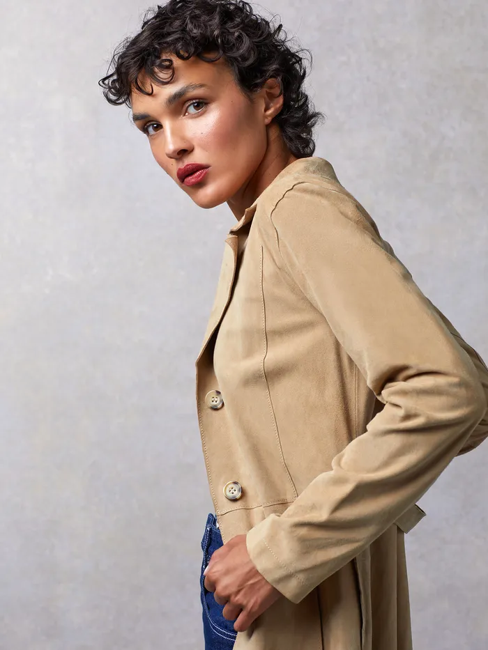 Women Coats and Jackets Rouje Columbo Trench Daim Beige