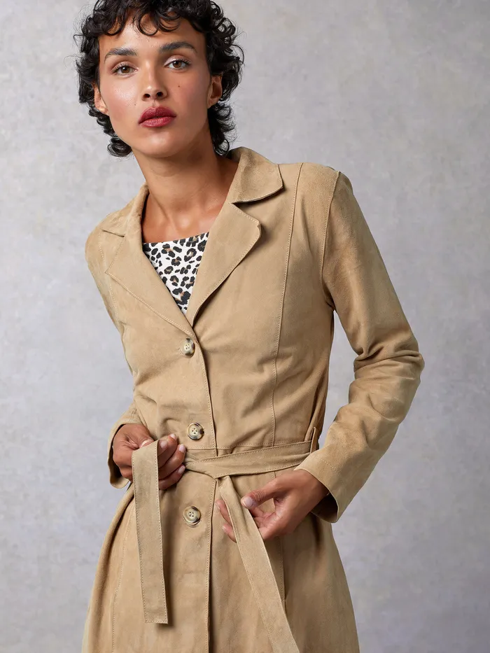 Women Coats and Jackets Rouje Columbo Trench Daim Beige