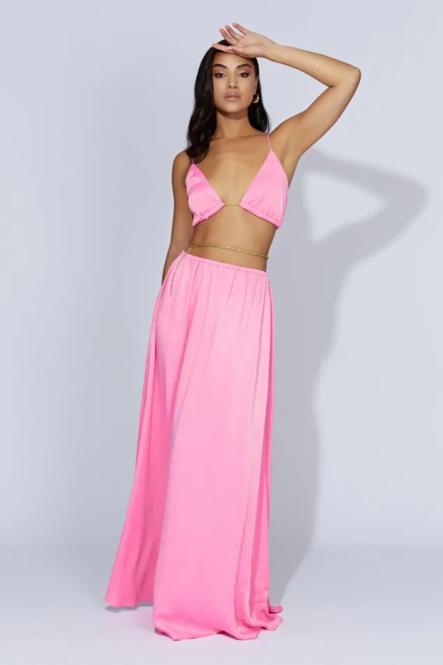 Women Colette Chain Maxi Dress 8211 Bubblegum Pink Bubblegumpink Meshki Bachelorette