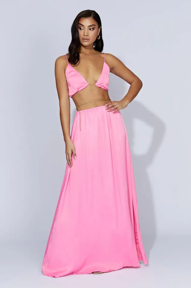 Women Colette Chain Maxi Dress 8211 Bubblegum Pink Bubblegumpink Meshki Bachelorette