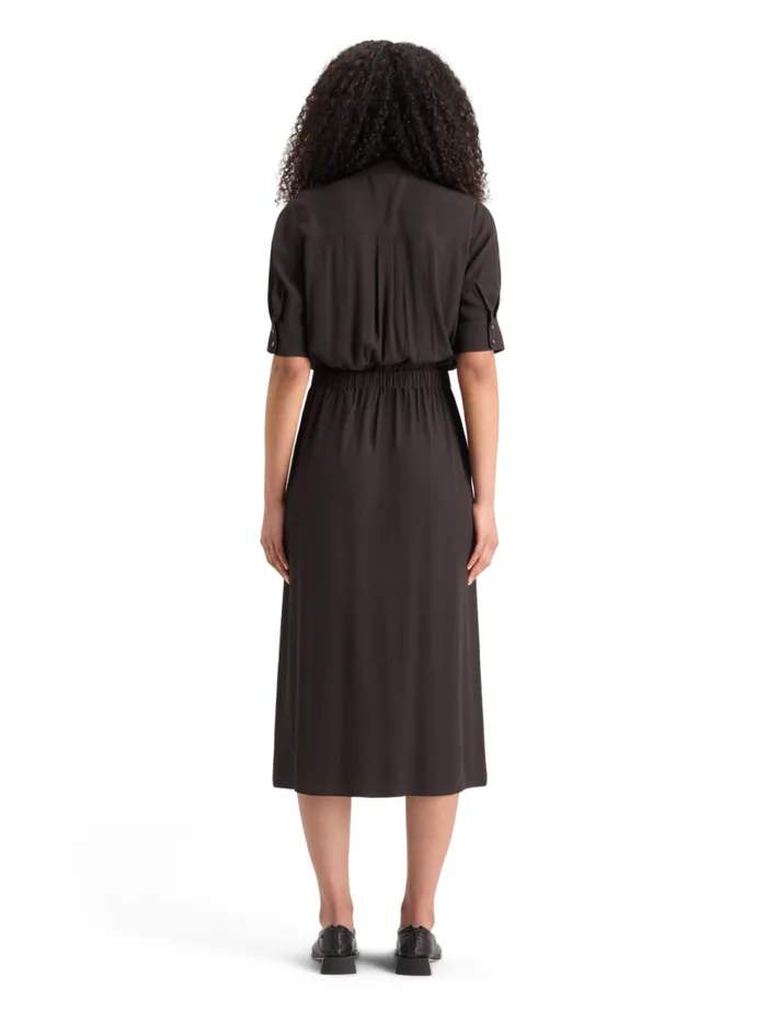 Women CREPE MIDI DRESS WITH CHEST POCKETS Evening Black Scotch and Soda Dresses and Jumpsuits