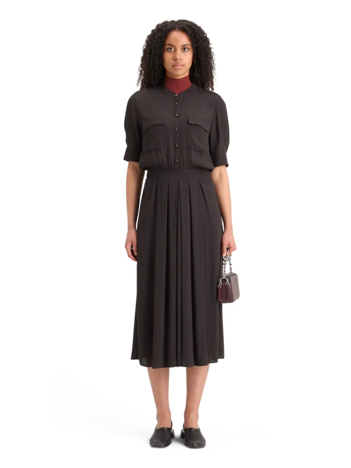 Women CREPE MIDI DRESS WITH CHEST POCKETS Evening Black Scotch and Soda Dresses and Jumpsuits
