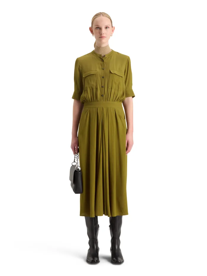 Women CREPE MIDI DRESS WITH CHEST POCKETS Evening Black Scotch and Soda Dresses and Jumpsuits