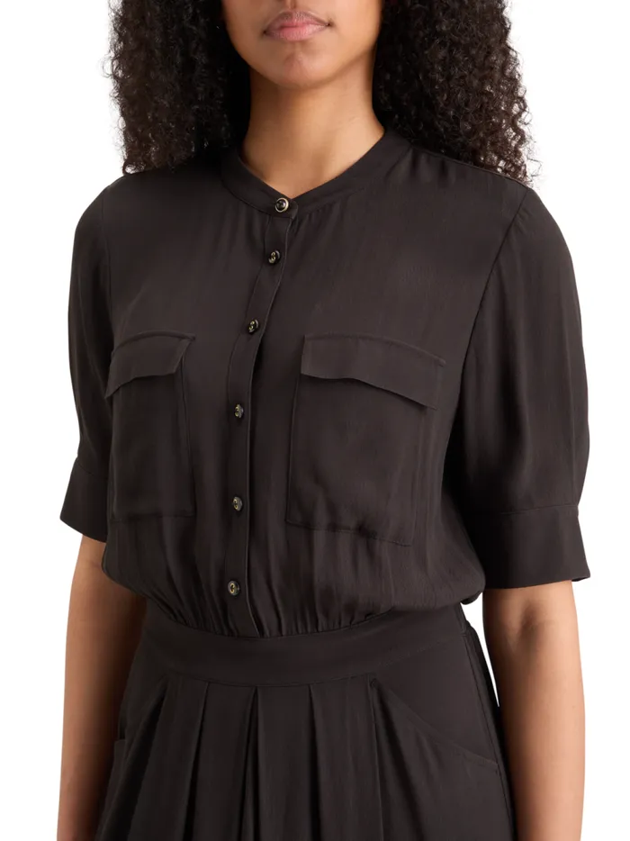 Women CREPE MIDI DRESS WITH CHEST POCKETS Evening Black Scotch and Soda Dresses and Jumpsuits