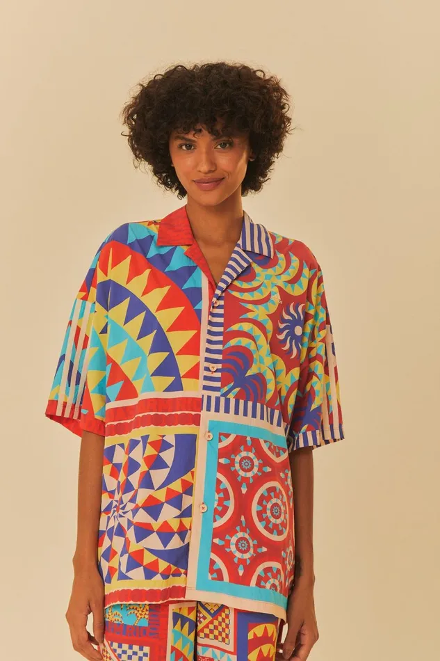 Women Crop Tops Farm Rio Adidas Farm Solar Kaleidoscope Blue Top