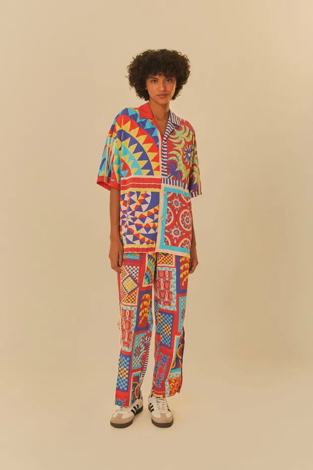 Women Crop Tops Farm Rio Adidas Farm Solar Kaleidoscope Blue Top