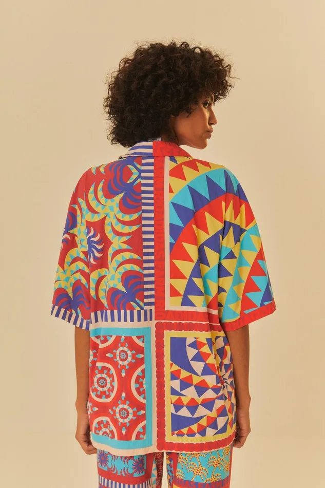 Women Crop Tops Farm Rio Adidas Farm Solar Kaleidoscope Blue Top