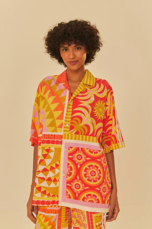 Women Crop Tops Farm Rio Adidas Farm Solar Kaleidoscope Pink Top