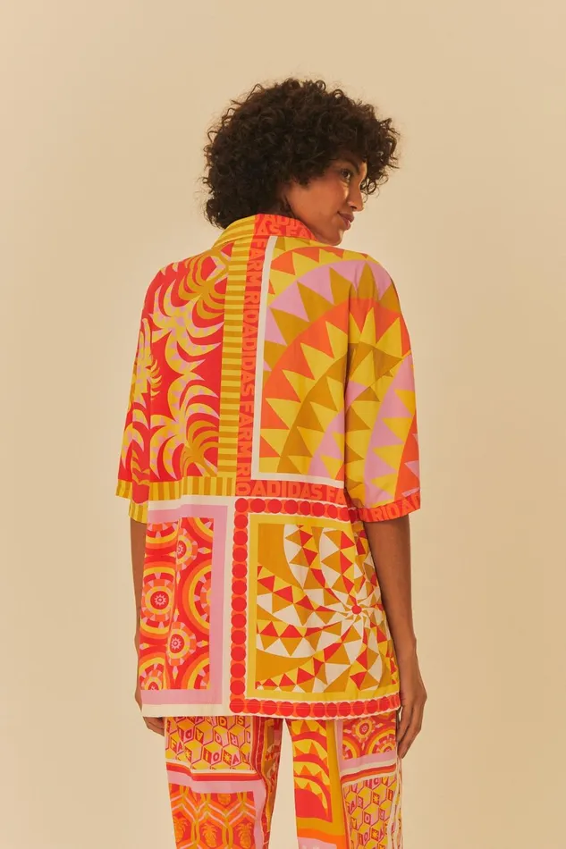Women Crop Tops Farm Rio Adidas Farm Solar Kaleidoscope Pink Top