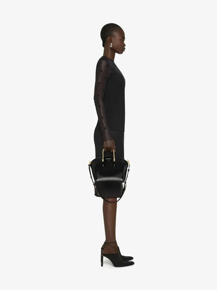 Women Crossbody Bags Givenchy Mini Antigona Bag In Leather With Metal Handles Black