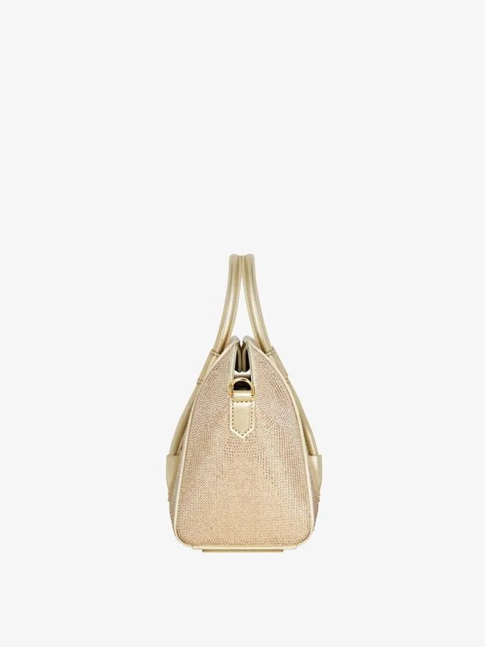 Women Crossbody Bags Givenchy Mini Antigona Lock Bag In Satin With Strass Blond