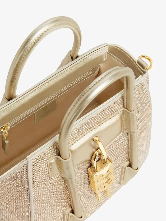 Women Crossbody Bags Givenchy Mini Antigona Lock Bag In Satin With Strass Blond