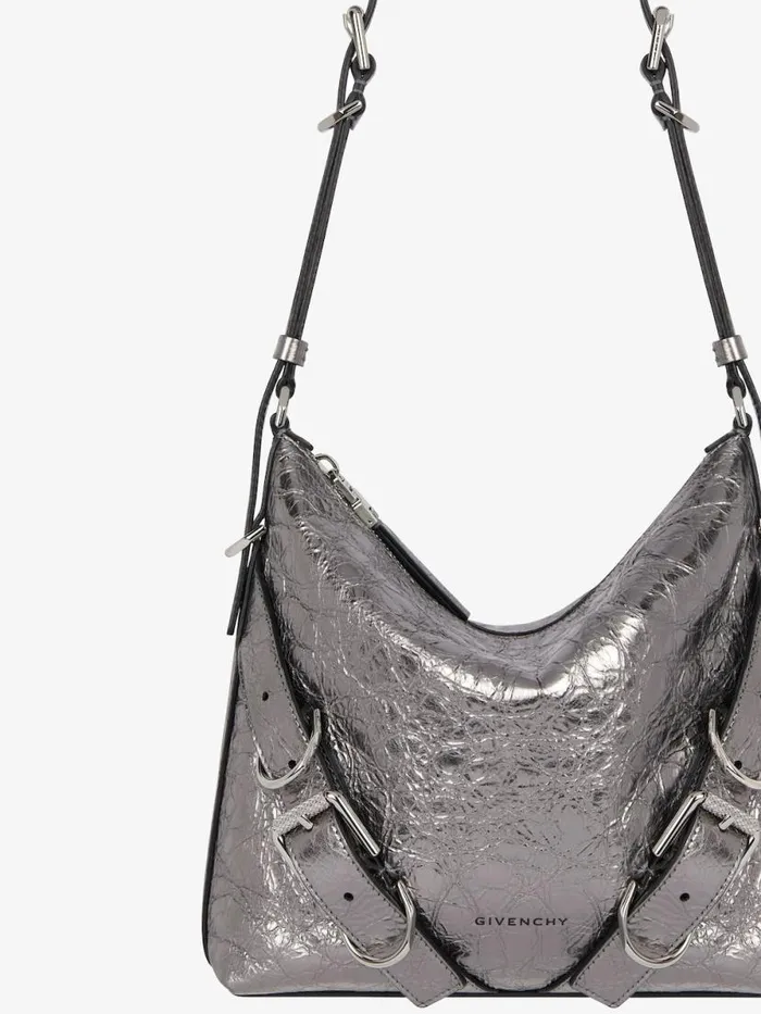Women Crossbody Bags Givenchy Voyou Crossbody Bag In Laminated Leather Silvery Grey Women Crossbody Bags Givenchy Voyou Crossbody Bag In Laminated Leather Silvery Grey